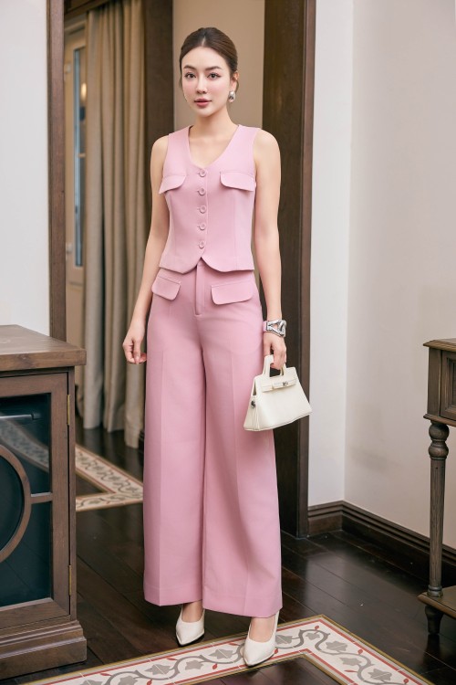 Sixdo Pink Pink Woven Waistcoat
